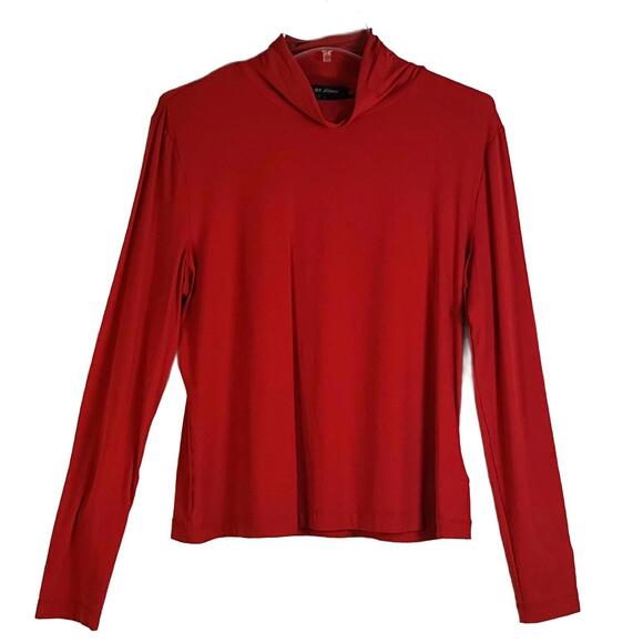 St. John Tops - St. John Sleek Red Mock Neck Jersey Top